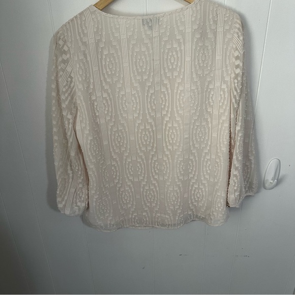 Talbots Cream 3/4 Sleeve Blouse with Puff Sleeves - Picture 2 of 4